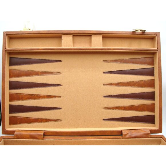 Leather Felt Backgammon Game Storage Case No Pieces Parts Replacement Collection - Picture 3 of 12